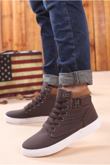LALANG Casual Men High Cut Canvas Shoes Sneakers Sports Brown  