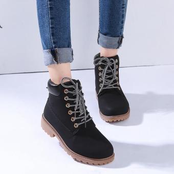 LALANG Fashion Women Ankle Martin Boots Military Combat Shoes Black - intl  