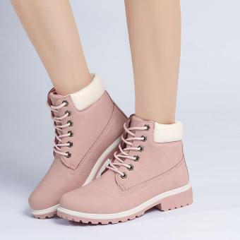 LALANG Fashion Women Ankle Martin Boots Military Combat Shoes Pink - intl  