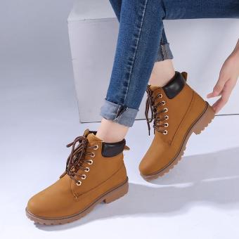 LALANG Fashion Women Ankle Martin Boots Military Combat Shoes Yellow - intl  