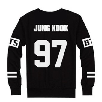 LALANG Korean Style Chic Round Neck Lovers Sweater JUNG KOOK Printed (Black)  