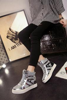 LALANG New Flat Shiny Lace Women Shoes Casual Increased Shoes Silver - Intl  
