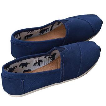 LALANG Unisex Solid Flat Canvas Shoes Lazy Casual Shoes Couple Loafers Comfortable Slip-on Shoes Blue  
