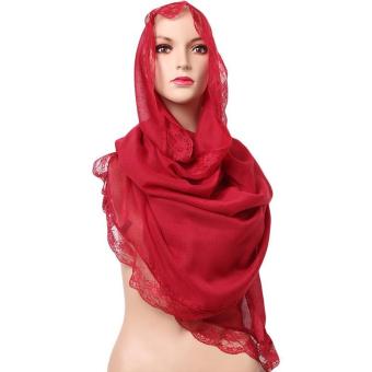 LALANG Women Muslim Voile Hijab Islamic Headwear Scarf Arab Shawls Headscarf Wine red  