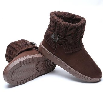LALANG Women Snow Boot Ankle Short Boots Winter Warm Platform Shoes Coffee  