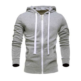 Lanbaosi Black Hoodies for Men Lightweight Zip-up Soft Hoody Sweatshirt jacket Light Grey - intl  