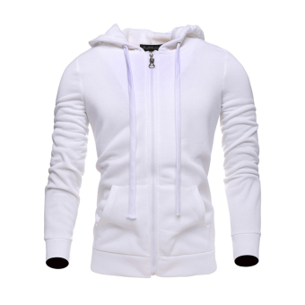 Lanbaosi Black Hoodies for Men Lightweight Zip-up Soft Hoody Sweatshirt jacket White - intl  