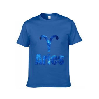 Latest Version 12 Constellations Short-sleeved T-shirt Pure Cotton Aries blue S - intl  