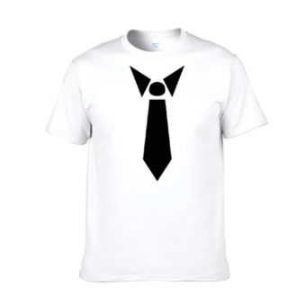 Latest Version Creative Short-sleeved T-shirt Fitted Pure Cotton Base T-shirt tie white S - intl  