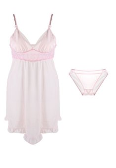 Lavabra Sweet Lingerie - Angela French Lace Sexy Babydoll Lingerie 2 pc Set-Pink  
