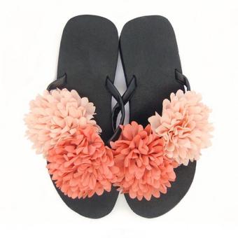 LBW 2016 New Color Flower Flip Flops Sweet Flowers Summer Beach Travel Pack Custom Female Slippers Sandals(orange)  