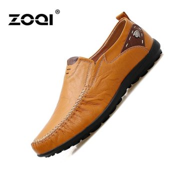 Leather Shoes ZOQI Men's Fashion Casual Shoes Low Cut Formal Shoes (Yellow) - intl  