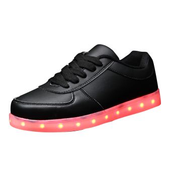 LED Shoes + Unisex LED Lighted Sportswear Sneaker Luminous Shoes (Black)  