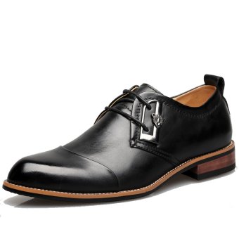 LEELERD 861 men's leather casual business tip carving shoes (black) (Intl)  