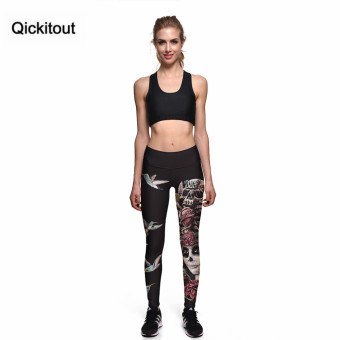 Leggings 2017 New Fashion Cool Style Bird Digital Print Women Sexy Pants Work Out Trousers Ropa Plus size XXL(Black) - intl  