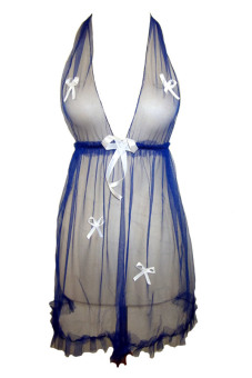 Lingeriexlingerie L-928 Sexy Blue Transparent Lingerie Dress  
