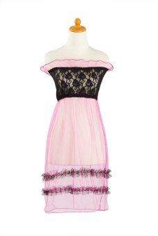 Lingeriexlingerie L-980 Sexy Transparent Pink Tile Lingerie Dress  