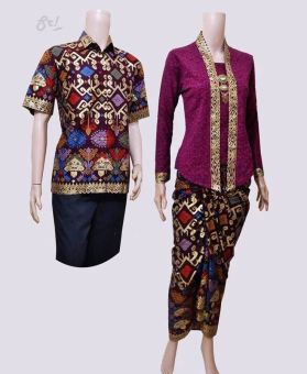 Lokal Batik Couple Gamis Sarimbit Sri Rejeki Solo Bc427 (Marun)  