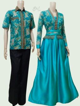 Lokal Batik Couple Gamis Sarimbit Sri Rejeki Solo Bc451 (Tosca)  