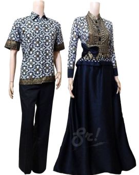 Lokal Batik Couple Gamis Sarimbit Sri Rejeki Solo BC484 (hitam)  