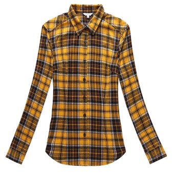 Long Sleeve Shirt in Yellow Plaids Flannel  