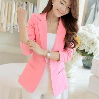 Long Sleeve Women Blazers Jackets Suit Spring Autumn Single Button Female Ladies Blazer(Pink) - intl  