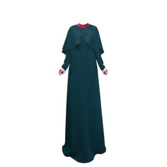Long Sleeves Muslim Women Wear Plus Size Lady Maxi Dress Muslim Jubahs Church Long Robe With Cloak Green - intl  