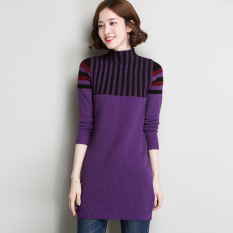 LOOESN Korea Fashion Style merajut pullover perempuan bottoming kemeja sweater baru (JT77603 violet)