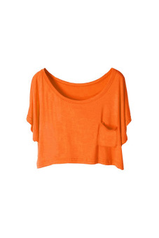 Loose Crew Neck Basic Modal T-shirt (Orange)  