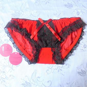 Love Secret-Sexy Renda Puring Panties 2141-7 Red and Lace Black  