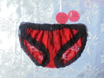 Love Secret Transparan Lace Sexy Panties 2168-6 ~ Red Lace Black  