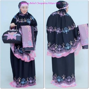 Madeena Mukena Behel Cleopatra Hitam Pink  