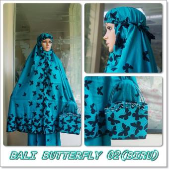 Madeena Mukena Rayon Bali Butterfly Jumbo Biru  