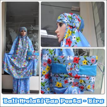 Madeena Mukena Rayon Bali Melati Tas Pesta-Biru  