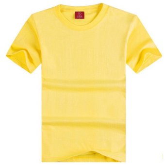 Male Female Cotton O-neck Wild Short-sleeved T-shirt(Yellow)  