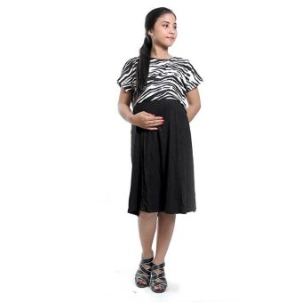 Mama Hamil Baju Hamil Dress Menyusui Bolero Zebra - Hitam - Free 1 Celana Dalam Hamil  