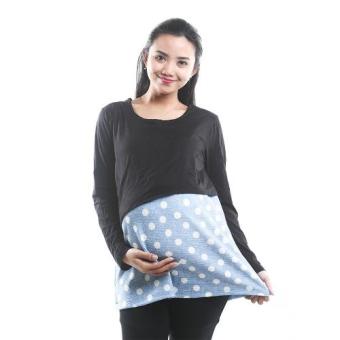 Mama Hamil Baju Hamil Menyusui Polkadot Bolero Modis - Biru Muda  