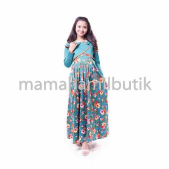 Mama Hamil Baju Hamil Muslim Gamis Hamil Katun Bolero Silang Bunga Cantik - Tosca - Free 1 Celana Dalam Hamil  