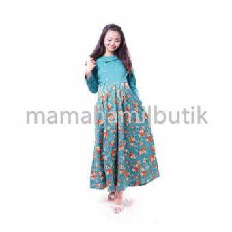 Mama Hamil Baju Hamil Muslim Gamis Hamil Katun Kancing Permata Bunga Cantik - Tosca - Free 1 Celana Dalam Hamil  