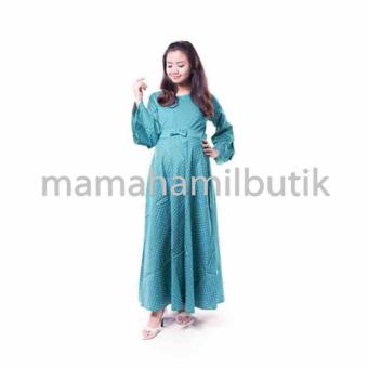 Mama Hamil Baju Hamil Muslim Gamis Hamil Polkadot Pita Lengan Lonceng - Tosca - Free 1 Celana Dalam Hamil  