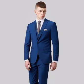 Manzone - Stelan Jas Pria & Celana Slim Fit Elegant Design - Biru  