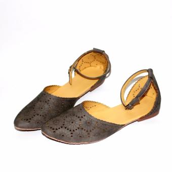 Marlee - Pointed Toe Ankle Strap Flat Shoes ERHN-02 Abu-Abu  