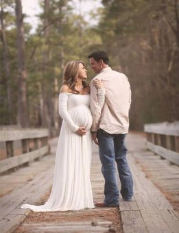 Maternity Photography Props Pregnant Dresses Maternity photography Dress Chiffon Pregnancy Clothes For photography Pros?white? - intl  