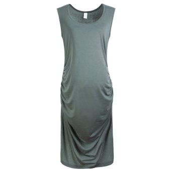 Maternity Sleeveless Cotton Vest Dress(gray)  