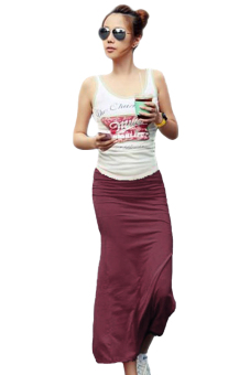 Maxi Long Solid Skirt (Wine Red)  