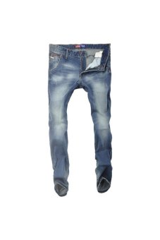 Men Casual Denim Jeans Clubwear Elastic Slim Long Pants Blue  