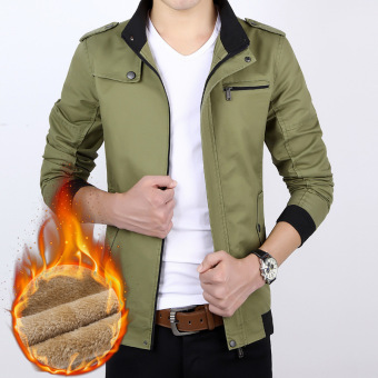 Men Casual Fashion Jackets Korean Style Slim Bomber Jackets Outwear Coat (Army Green) - intl  