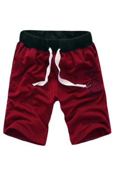 Men Cotton Slim Breathable Sport Shorts (Red)  