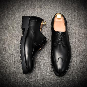 Men Dress Shoes Brogue Oxfords Black Business Wedding Shoes Flats Shoes Handsome High Quality - intl  