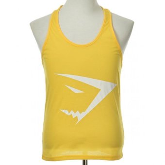 Men Gym Printed Tank Top Stringer Bodybuilding Fitness Muscle Vest Strong Tops Yellow  